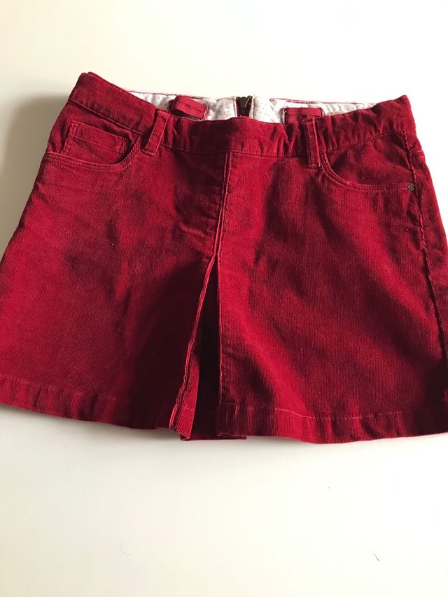 Falda niña pana roja