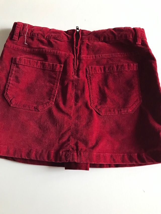 Falda niña pana roja