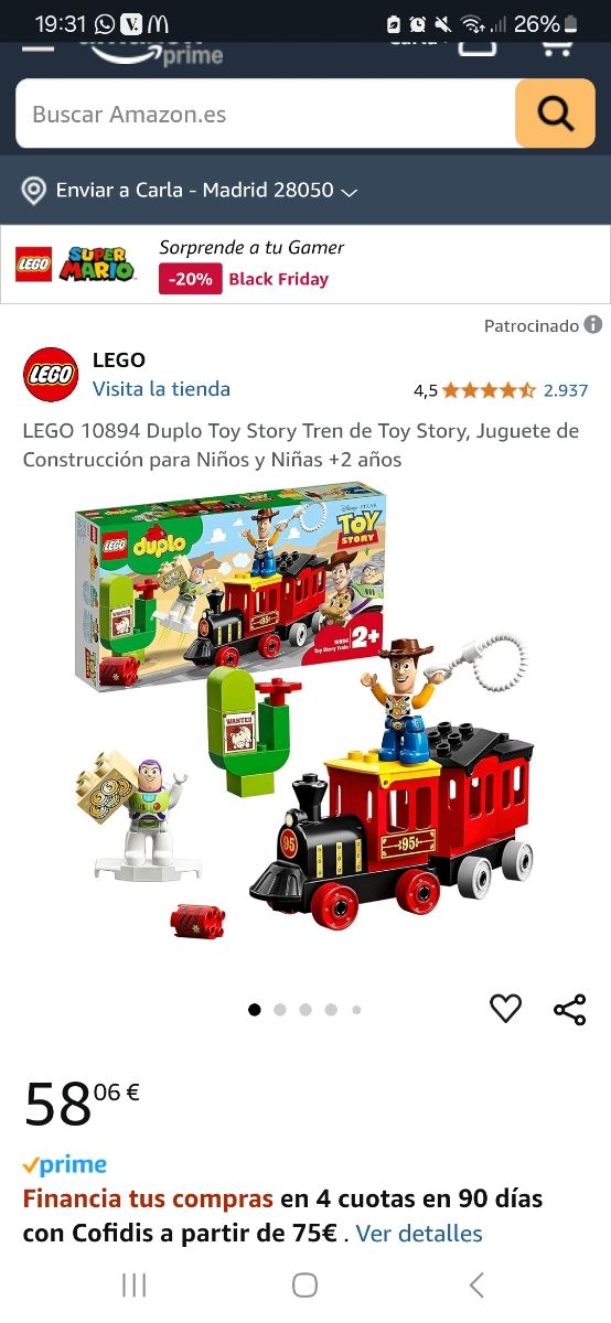 Lego Duplo tren Toy Story