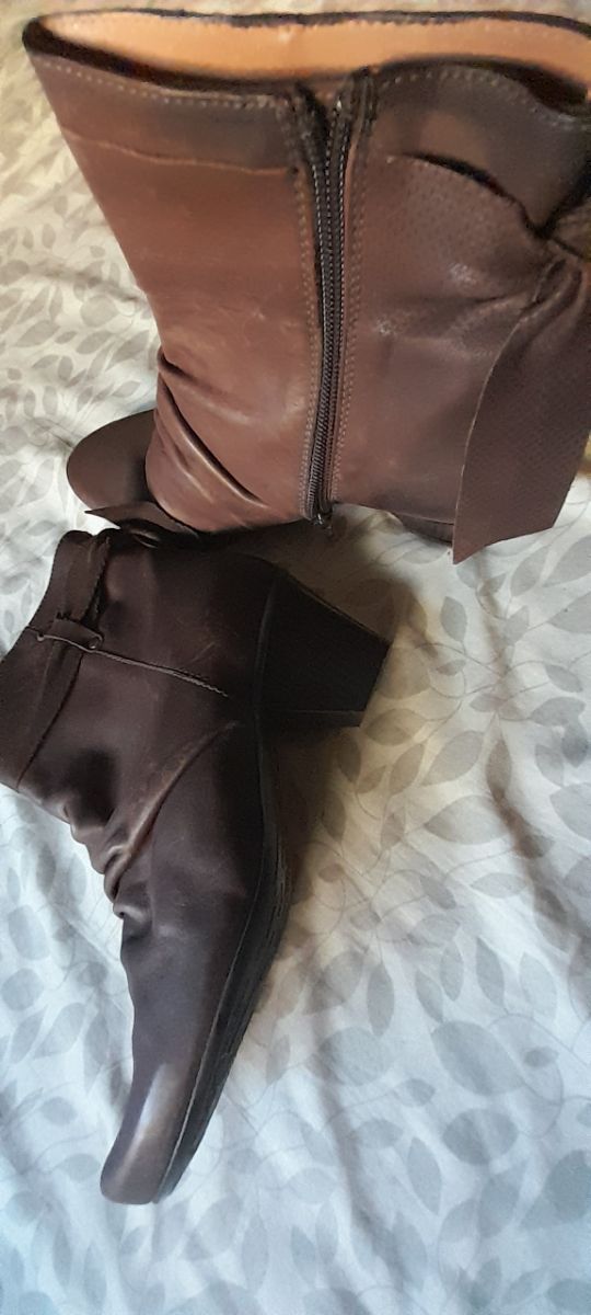 Botines terciopelo y cuero T 37