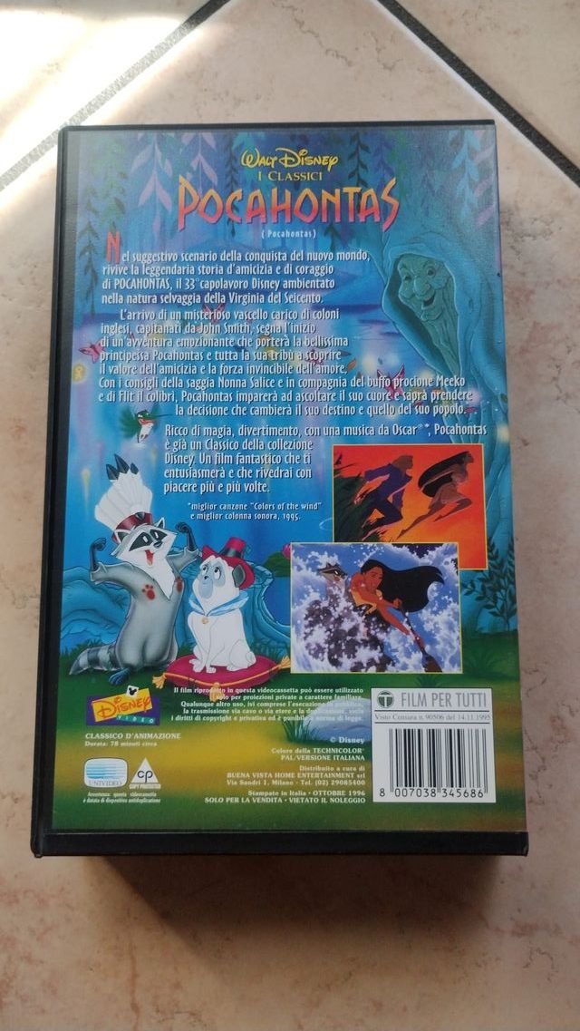 VHS Pocahontas (1996) 🌿🌊🎬 + Fogli Illustrativi