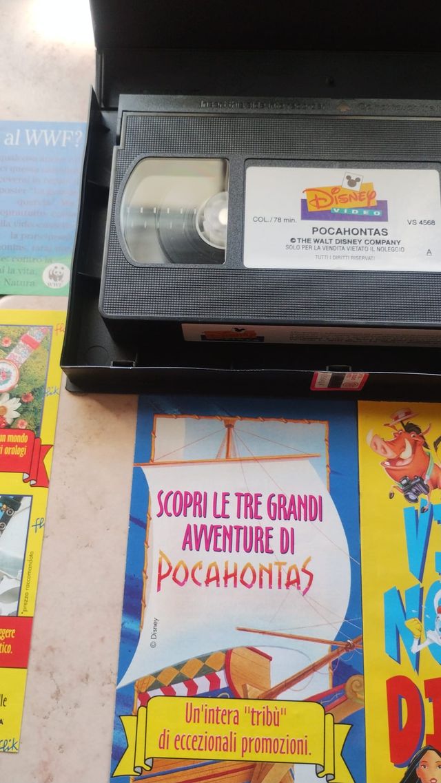 VHS Pocahontas (1996) 🌿🌊🎬 + Fogli Illustrativi