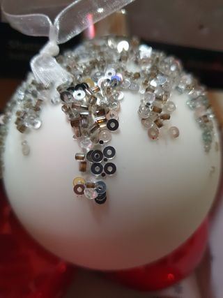 16 Palline bianche e rosse vetro/plastico