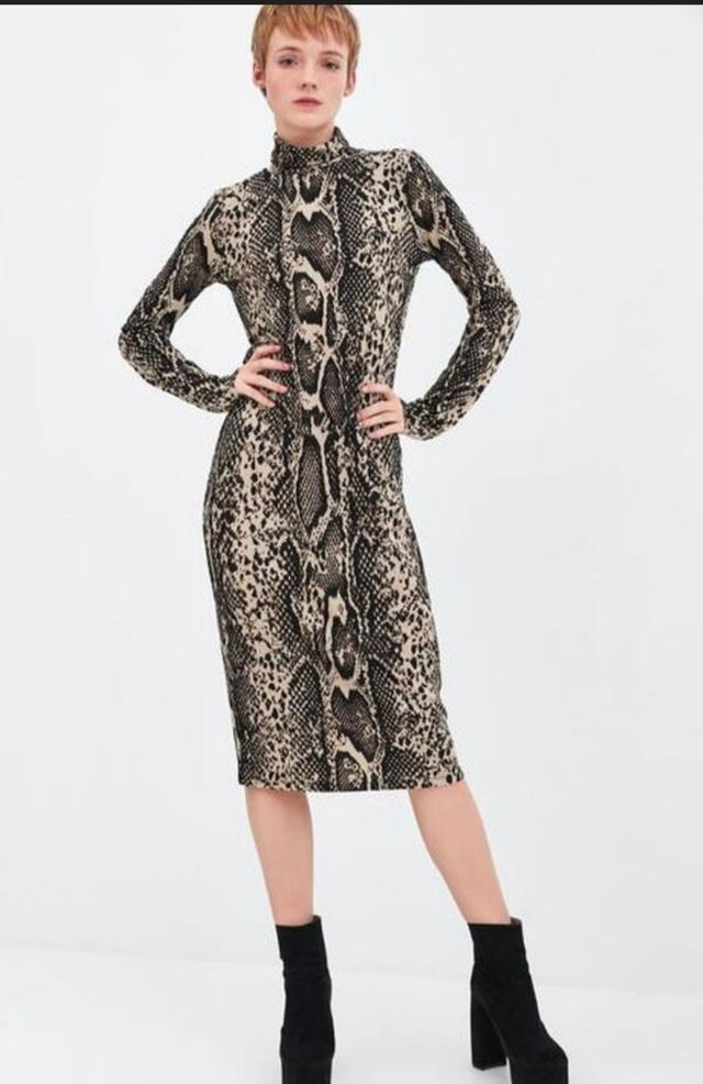 VESTIDO Zara, Midi animal print