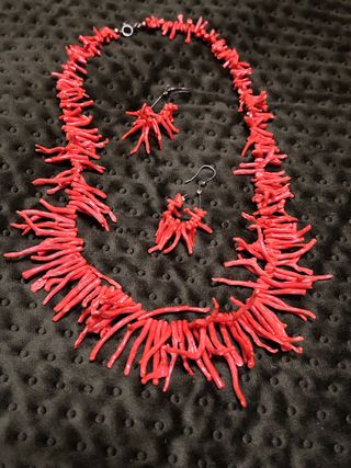 Collar y pendientes coral mediterráneo 