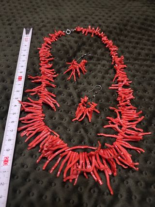 Collar y pendientes coral mediterráneo 