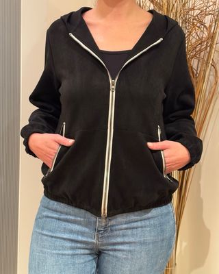 Chaqueta cazadora efecto ante negra