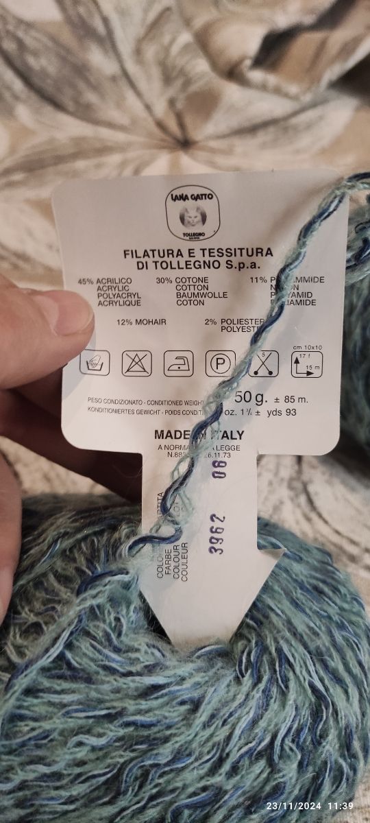 Lotto 10 pz. lana melange celeste