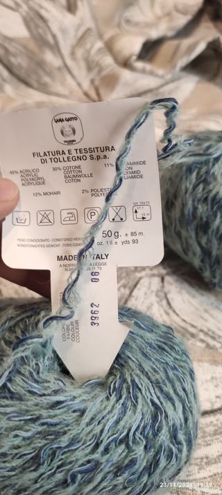 Lotto 10 pz. lana melange celeste