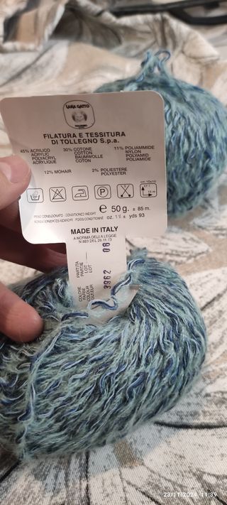 Lotto 10 pz. lana melange celeste