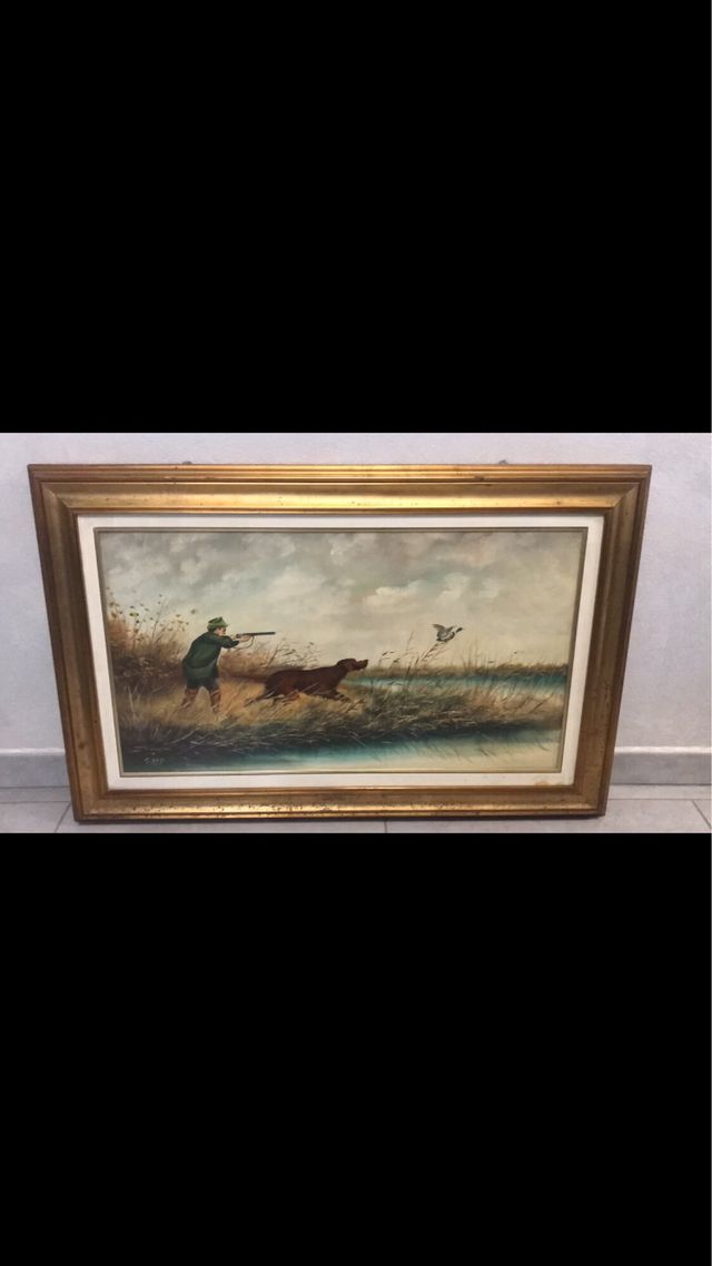 Quadro a olio pittore Roy “scena di caccia