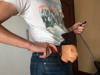 bolsa de judas limosnera de cuero piel tsantsa