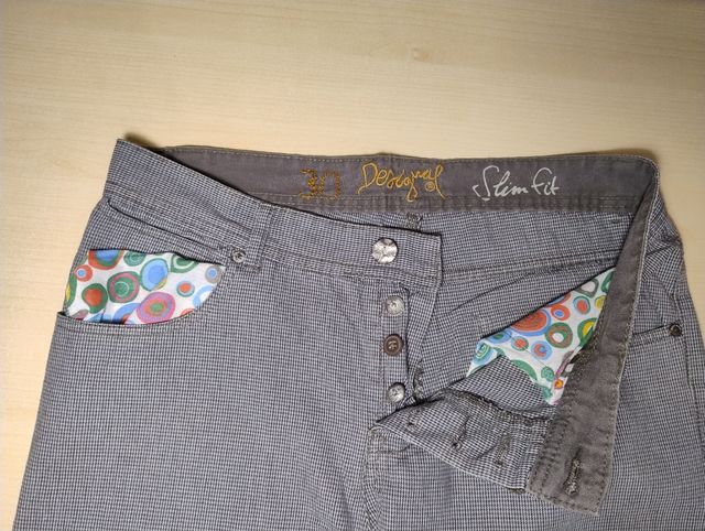 Pantaloni Pied de Poule Grigio Desigual 