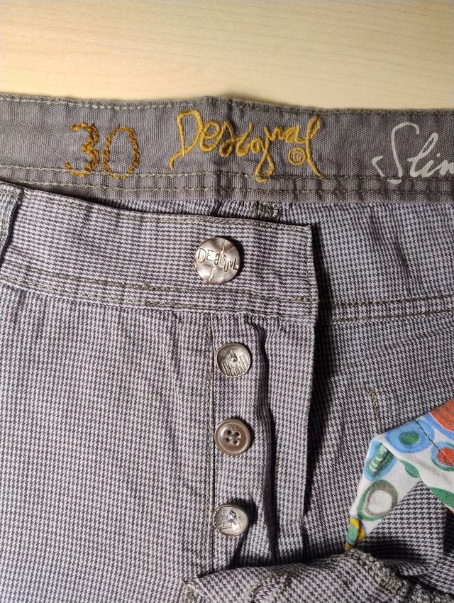 Pantaloni Pied de Poule Grigio Desigual 