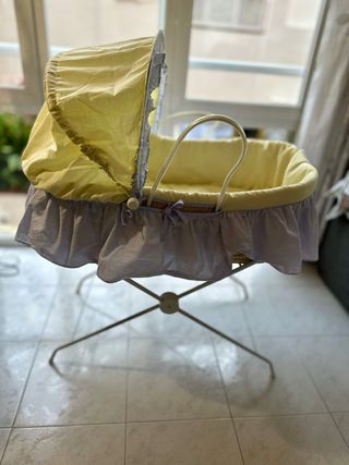 Moisés bebé mimbre soporte, vestiduras y colch