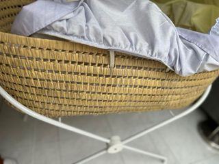 Moisés bebé mimbre soporte, vestiduras y colch