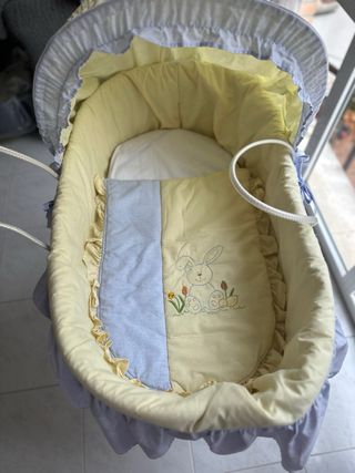 Moisés bebé mimbre soporte, vestiduras y colch