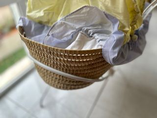Moisés bebé mimbre soporte, vestiduras y colch