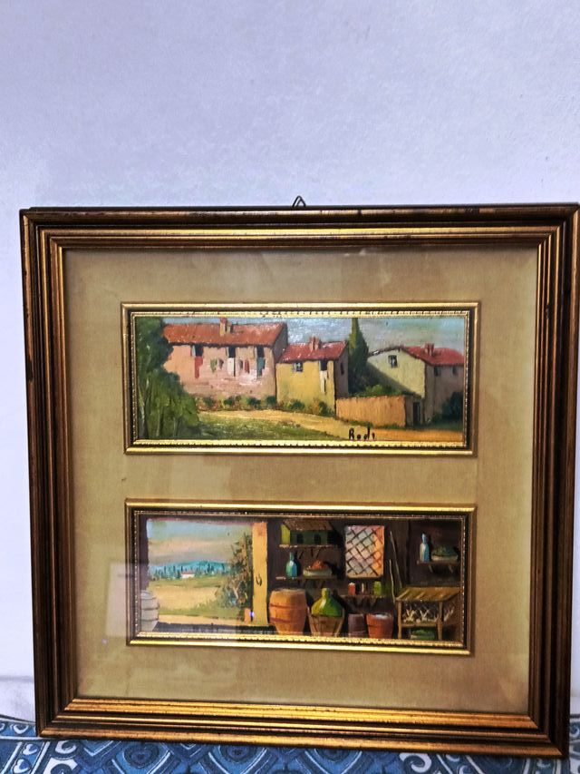 Quadro "Bittico" dipinto olio su tela doppio 25x10