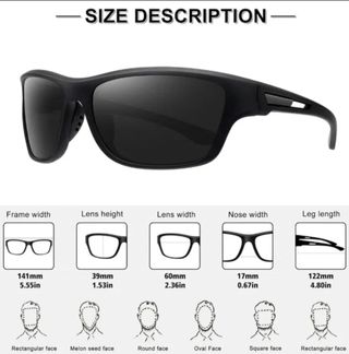 6 en 1 Gafas de Sol polarizadas negras