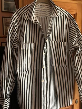 Camicia vintage bianca e nera a righe