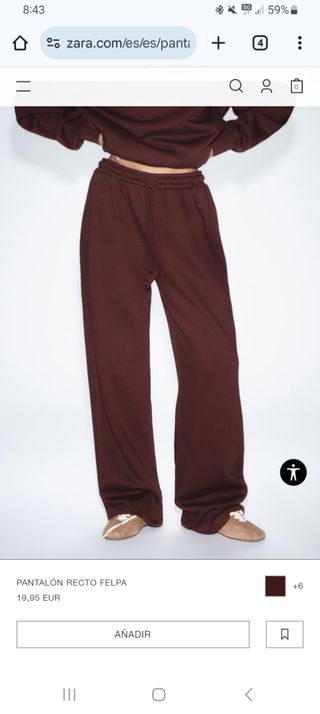 Pantalon felpa recto zara
