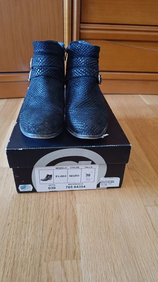 Botines camperos negros de piel-OFERTA limitada