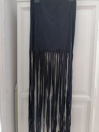 Falda flecos negra