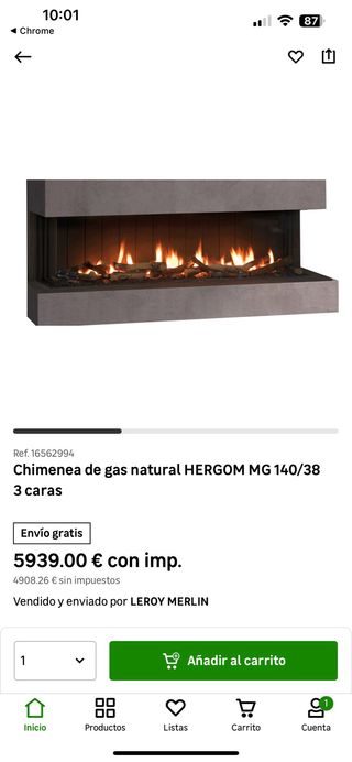Chimenea de gas natural HERGOM MG 140/38
