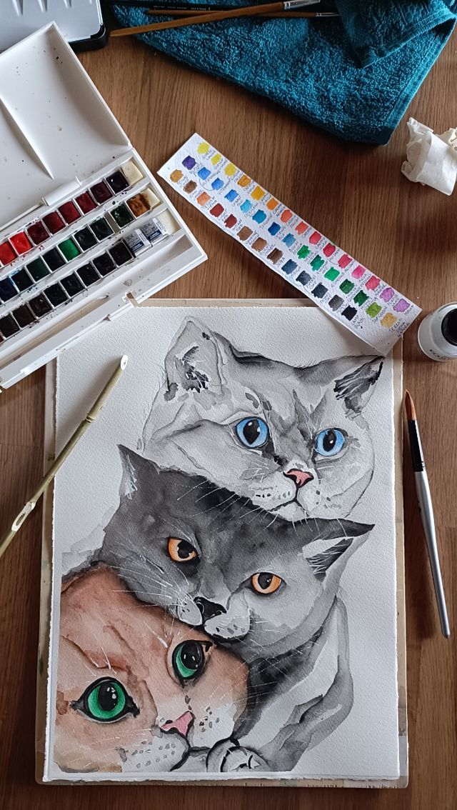 Acquerello acquarello gatti gatto