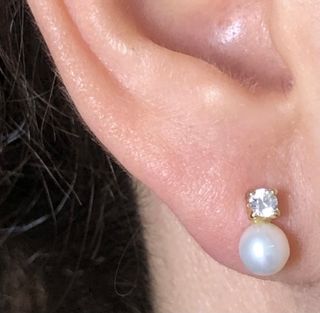 Pendientes tú y yo oro 18k perla y circonita