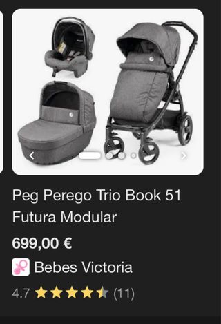 Carrito PegPerego con 3 piezas + regalos