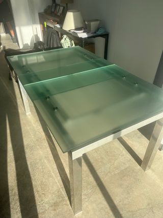 Mesa vidrio templado extensible