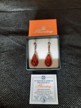 BURSTINY. Pendientes plata y ámbar.