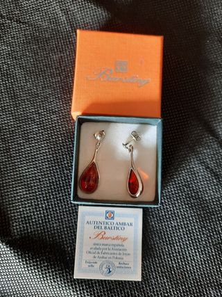 BURSTINY. Pendientes plata y ámbar.