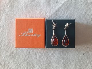 BURSTINY. Pendientes plata y ámbar.