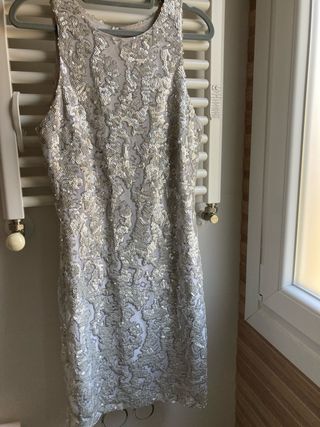 Vestido fiesta lentejuelas plata