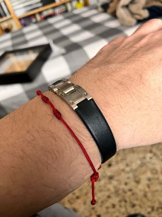Pulsera Lotus hombre acero y cuero