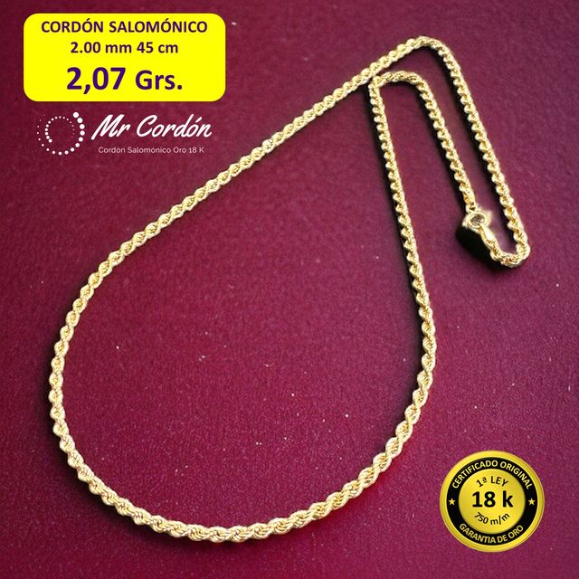 Collar Cordón Salomónico 2.00 mmOro 18 Kilates