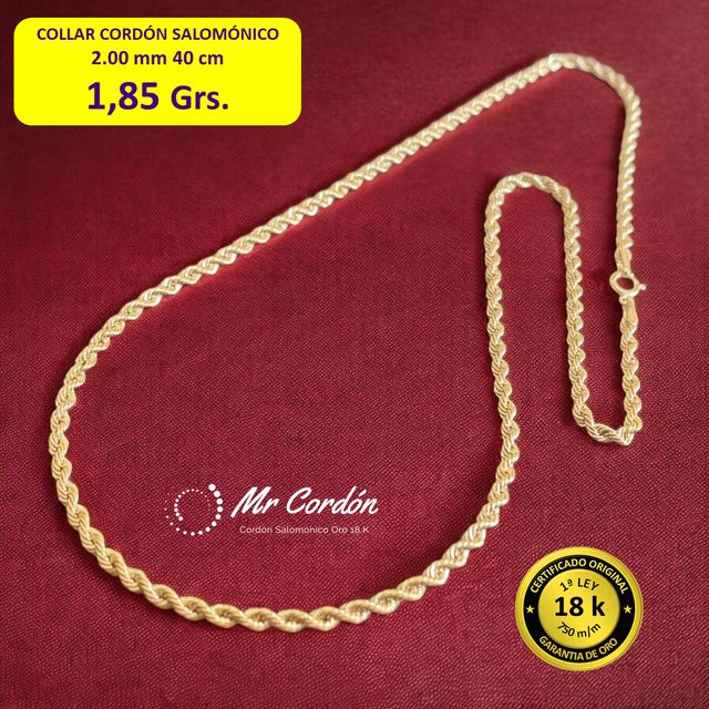 Collar Cordón Salomónico 2.00 mmOro 18 Kilates
