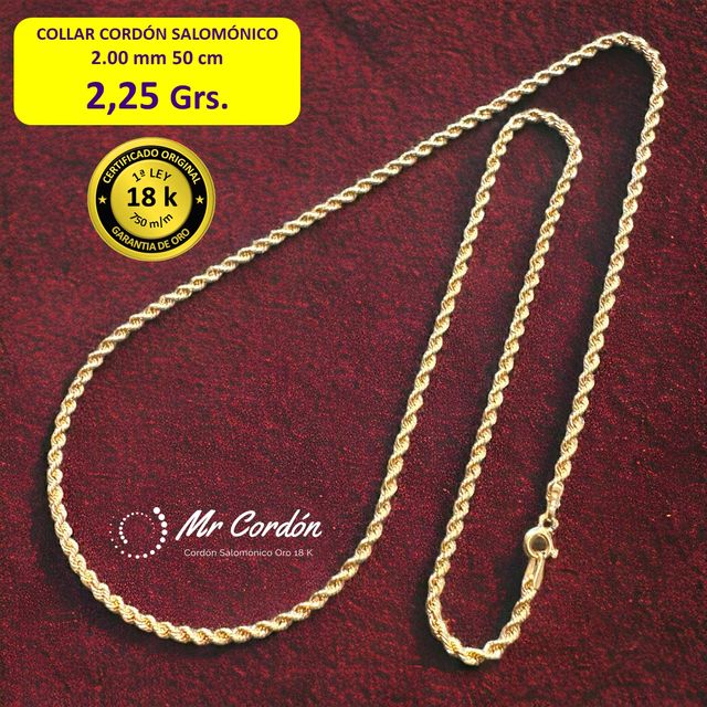 Collar Cordón Salomónico 2.00 mmOro 18 Kilates