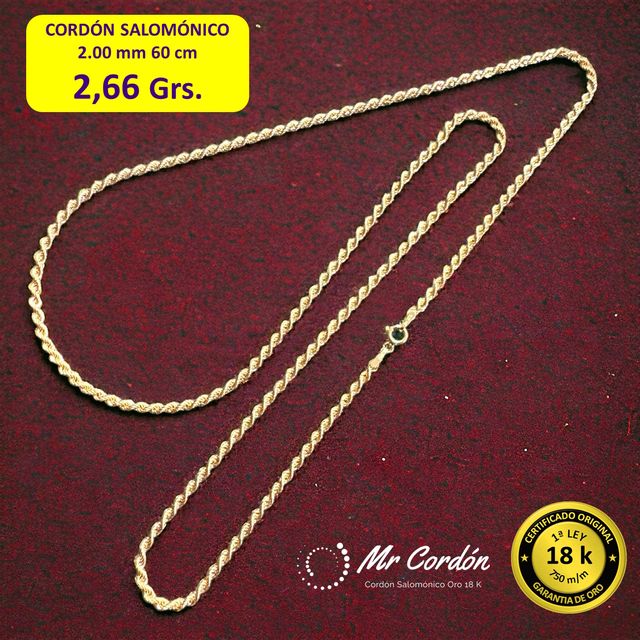 Collar Cordón Salomónico 2.00 mmOro 18 Kilates