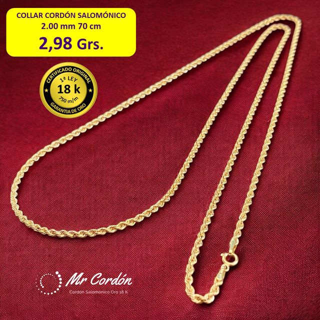 Collar Cordón Salomónico 2.00 mmOro 18 Kilates