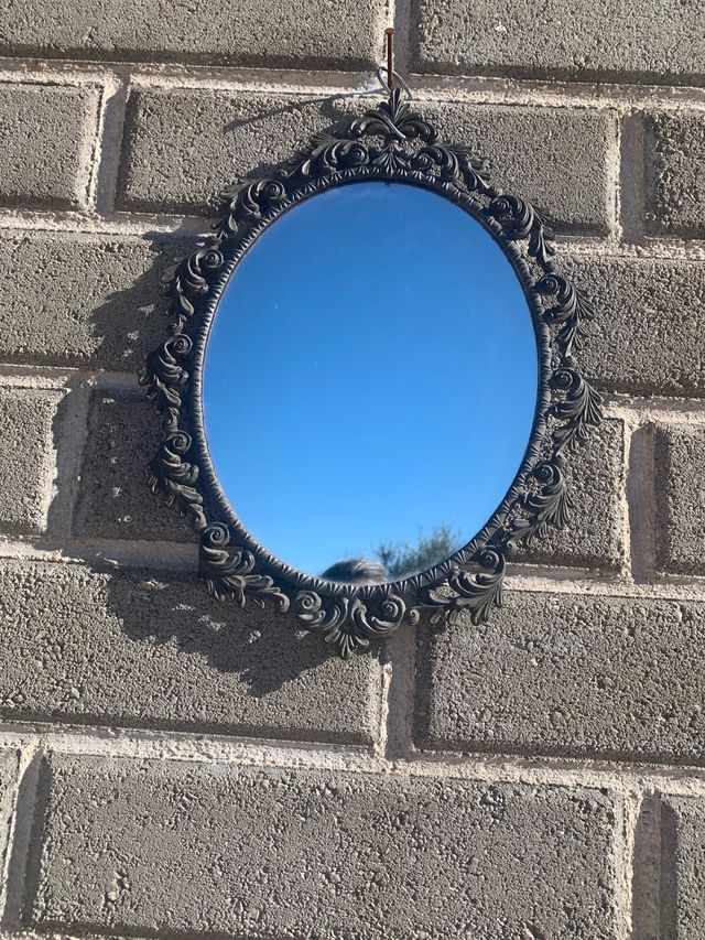 Specchio antico di ottone grande 42 cm