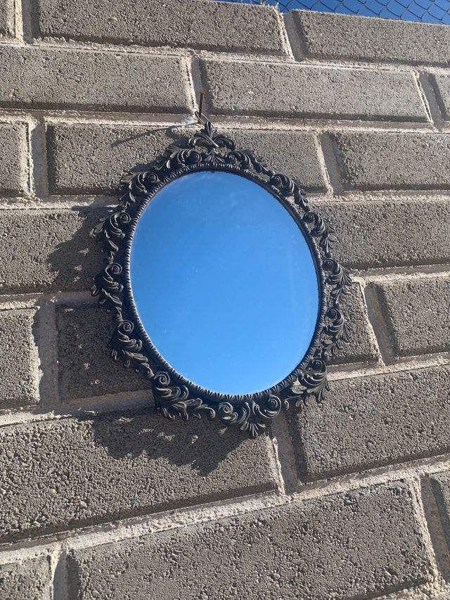 Specchio antico di ottone grande 42 cm