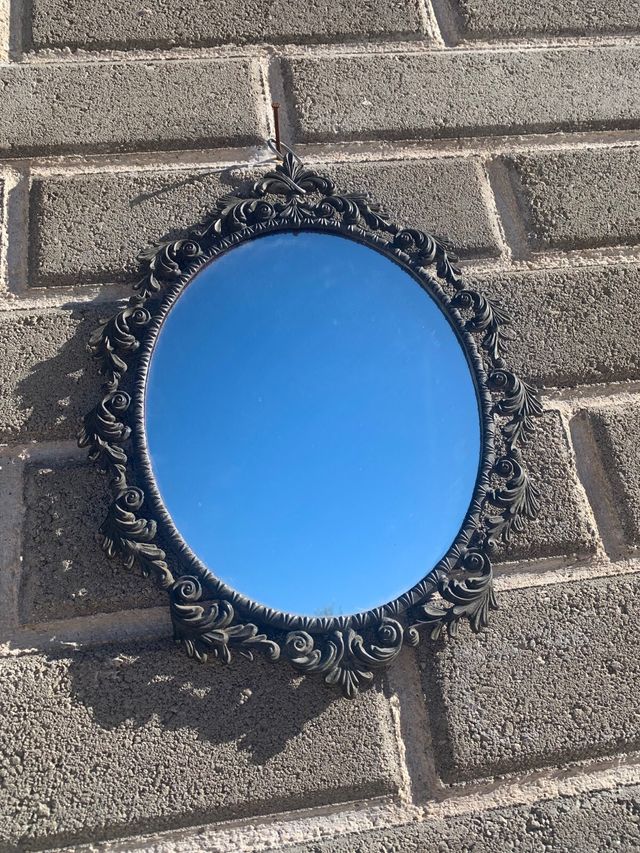 Specchio antico di ottone grande 42 cm