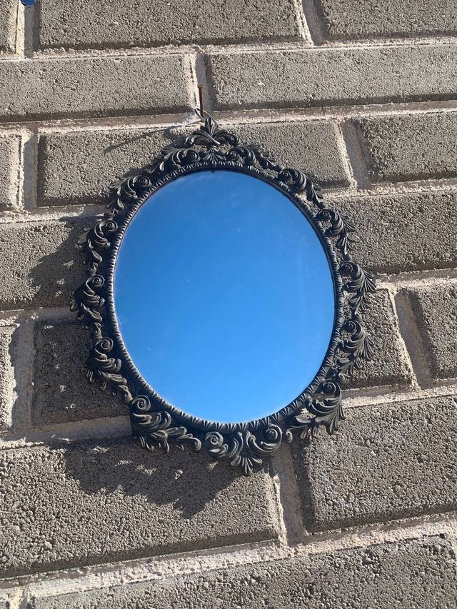 Specchio antico di ottone grande 42 cm