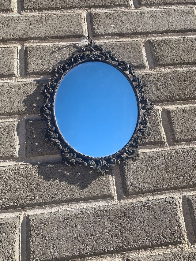 Specchio antico di ottone grande 42 cm