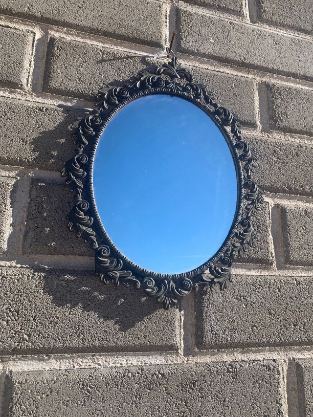 Specchio antico di ottone grande 42 cm