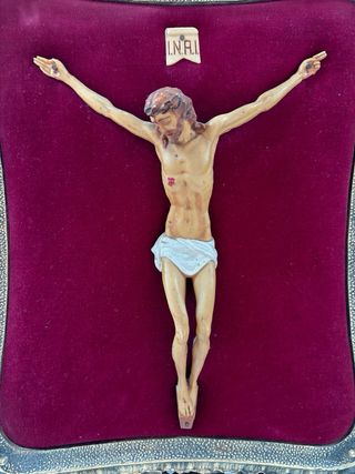 Antico quadro in bronzo con cristo